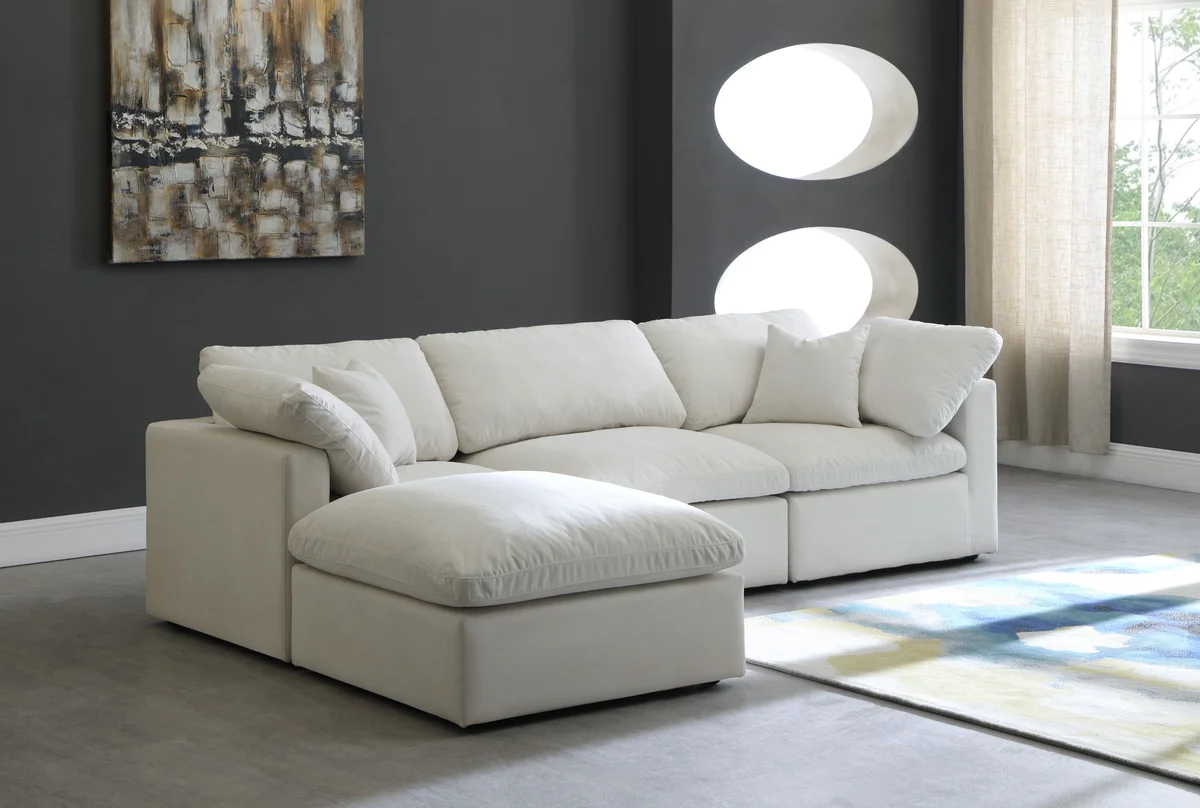 Plush - 4 Piece Modular Sectional With Chaise - Cream