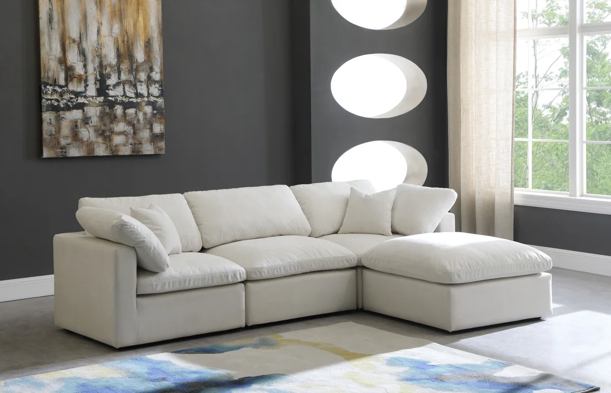 Plush - 4 Piece Modular Sectional With Chaise - Cream - View 2