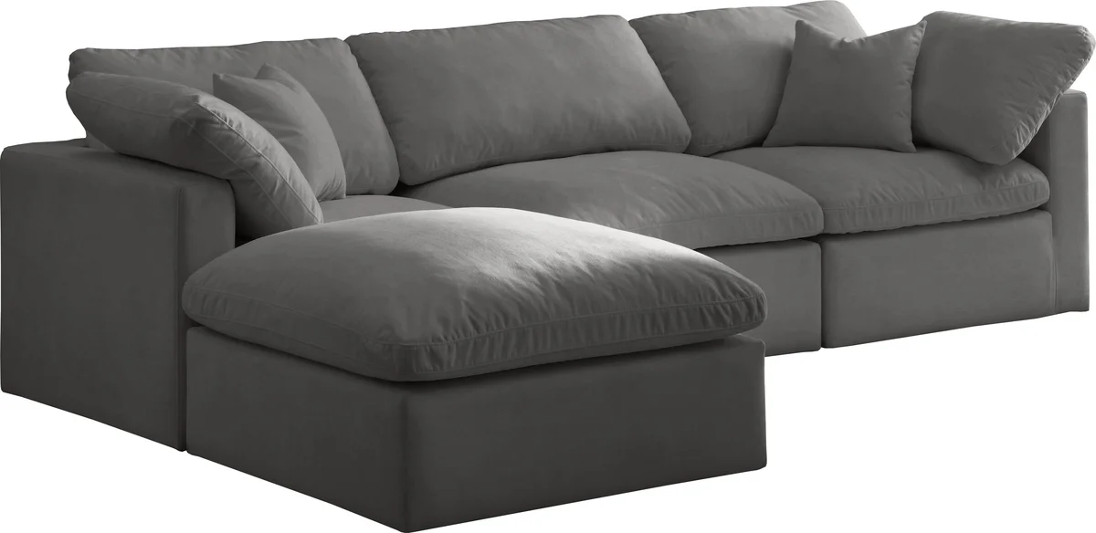 Plush - 4 Piece Modular Sectional With Chaise - Gray