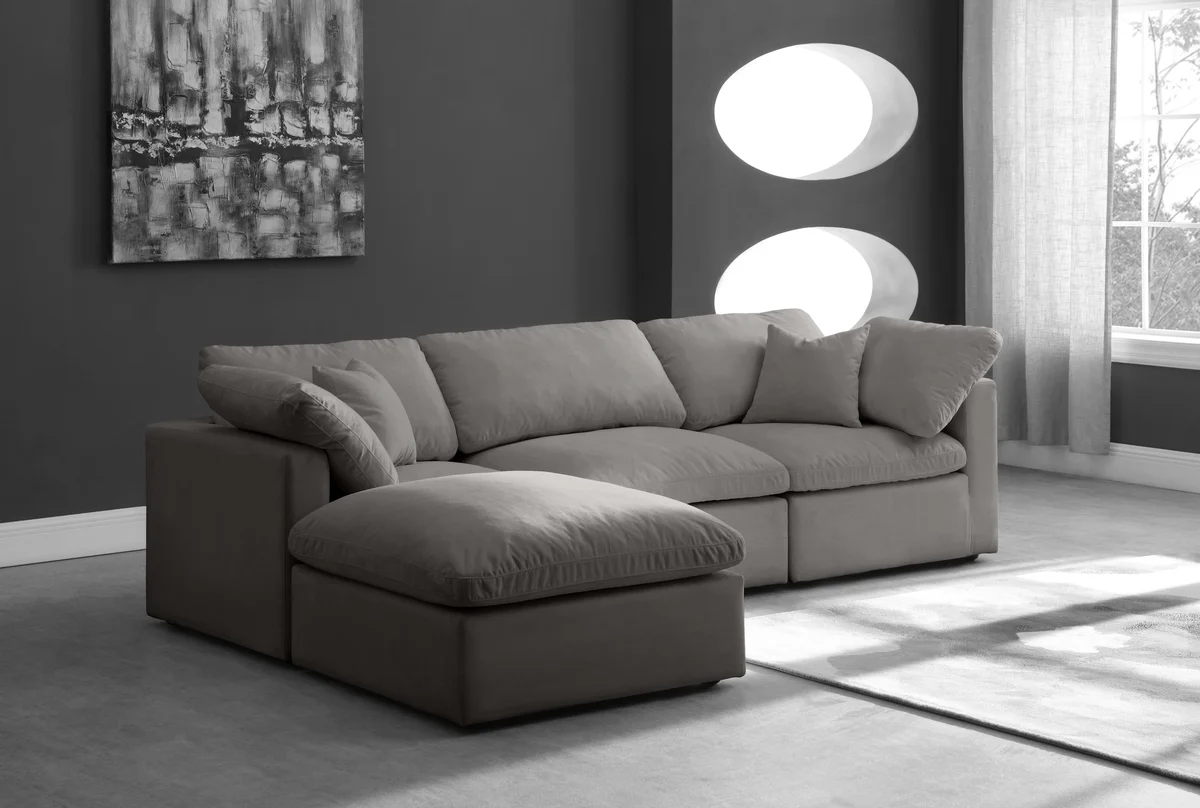 Plush - 4 Piece Modular Sectional With Chaise - Gray