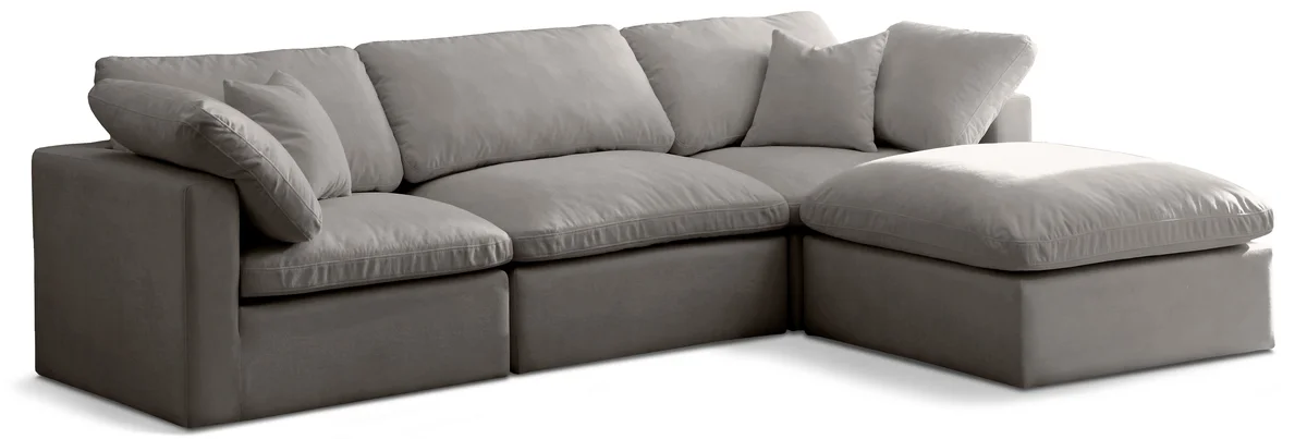 Plush - 4 Piece Modular Sectional With Chaise - Gray