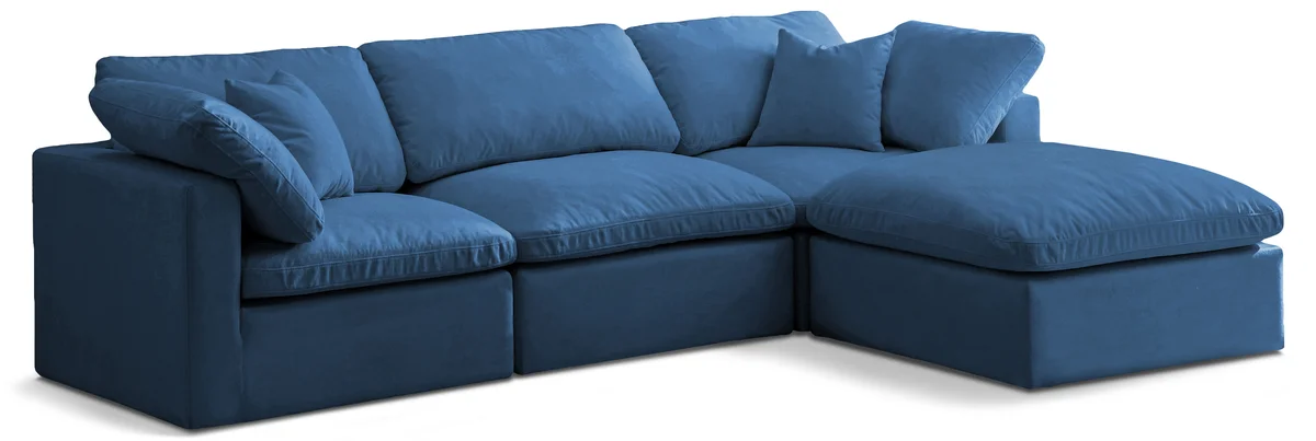 Plush - 4 Piece Modular Sectional With Chaise - Navy
