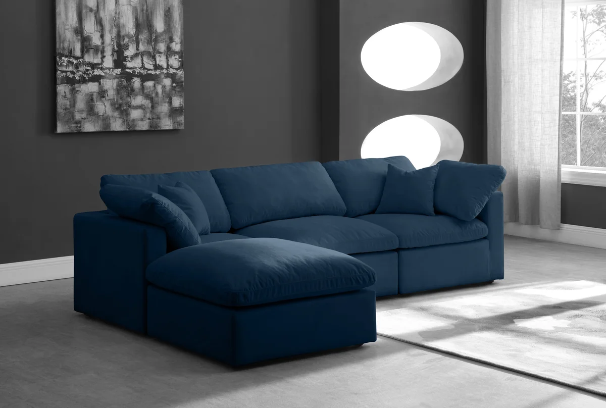 Plush - 4 Piece Modular Sectional With Chaise - Navy