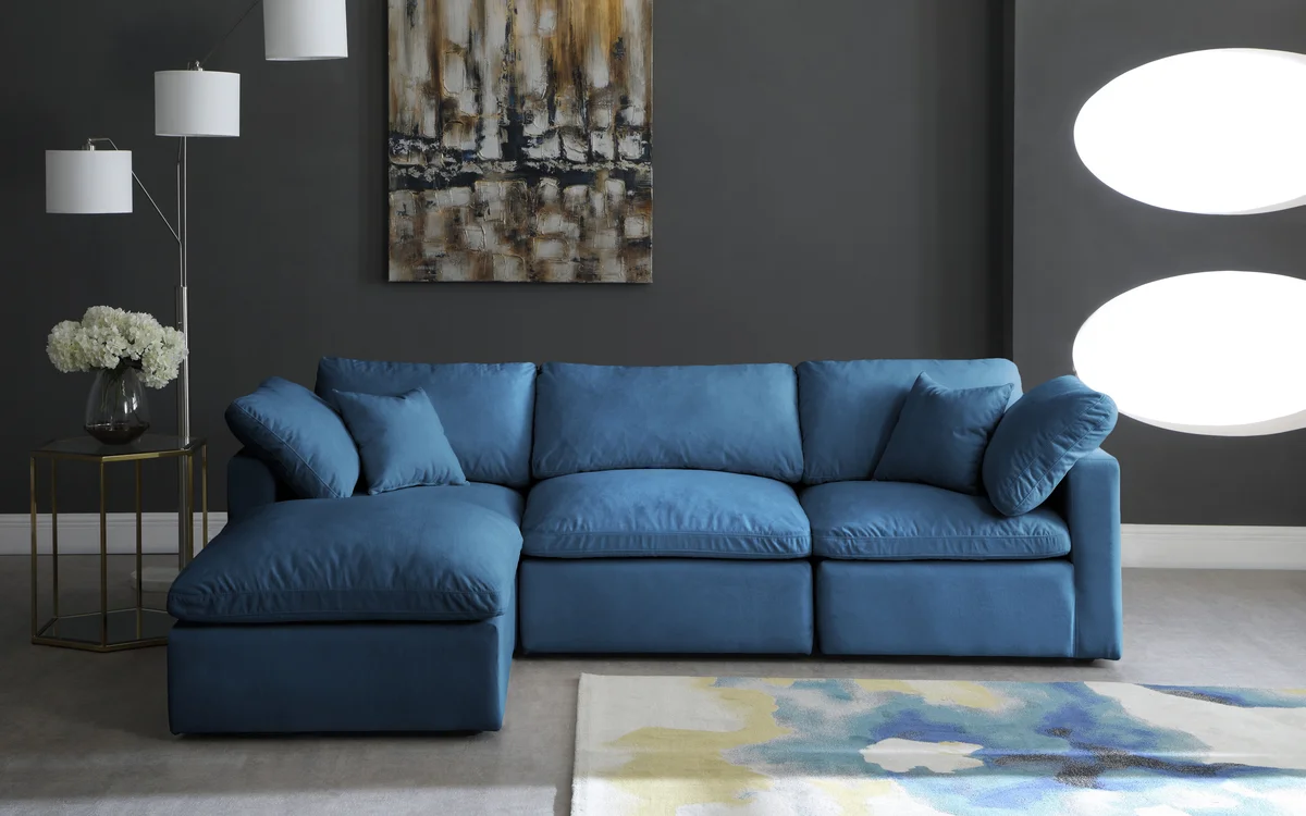 Plush - 4 Piece Modular Sectional With Chaise - Navy