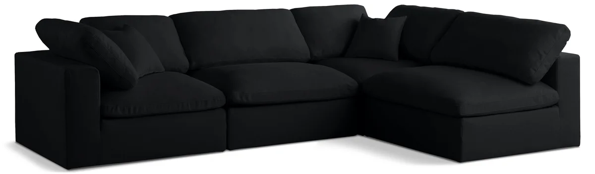 Plush - 4 Piece Modular Corner Sectional - Black