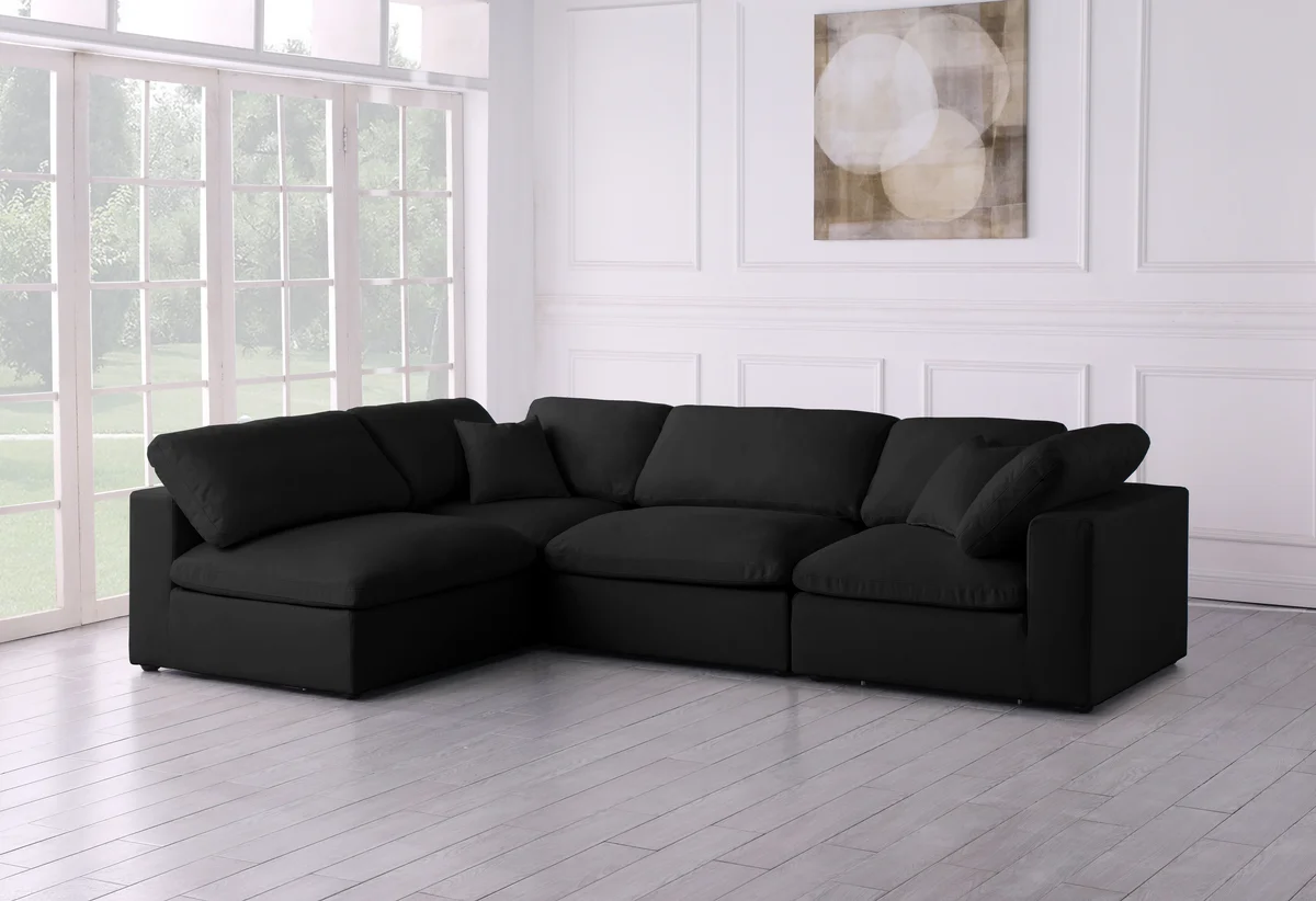 Plush - 4 Piece Modular Corner Sectional - Black
