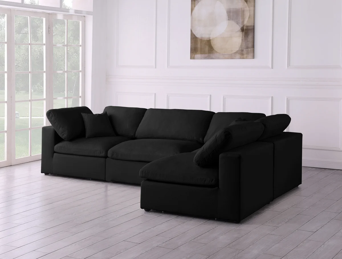 Plush - 4 Piece Modular Corner Sectional - Black