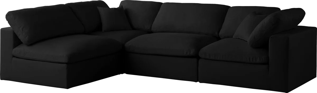 Plush - 4 Piece Modular Corner Sectional - Black - View 2