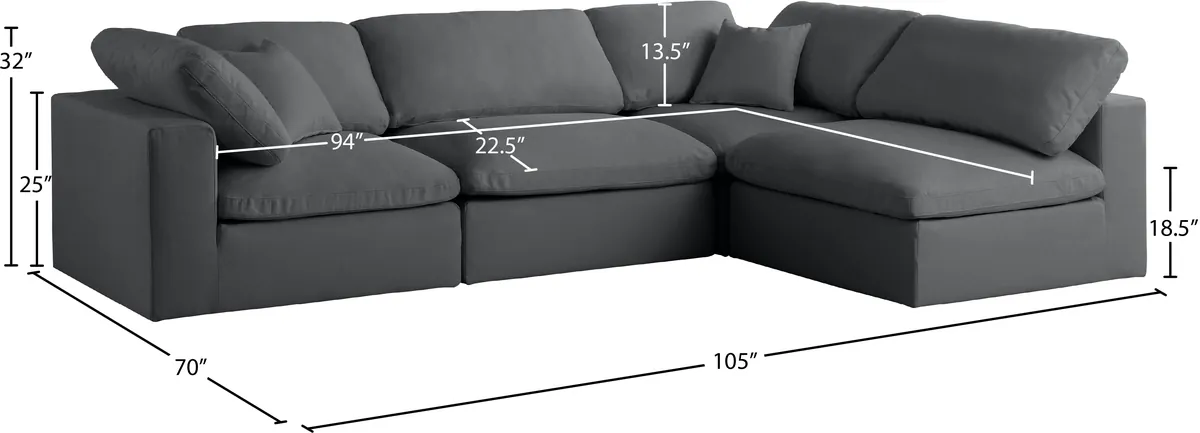 Plush - 4 Piece Modular Corner Sectional - Gray