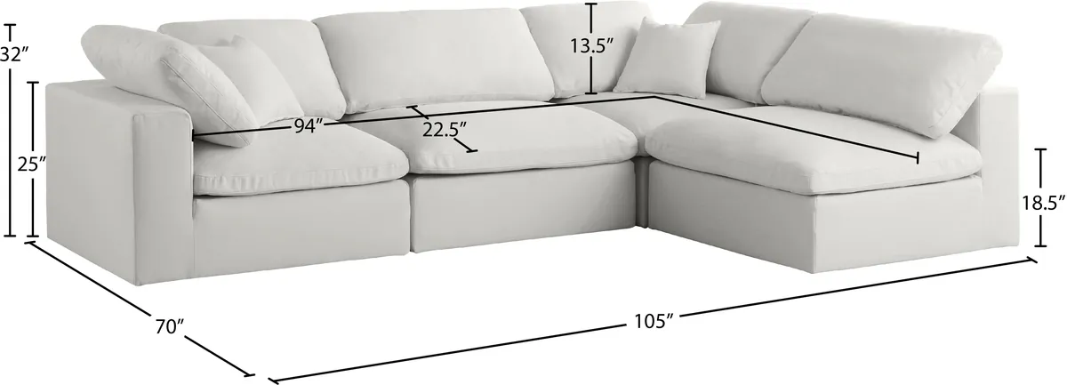 Plush - 4 Piece Modular Corner Sectional - Cream