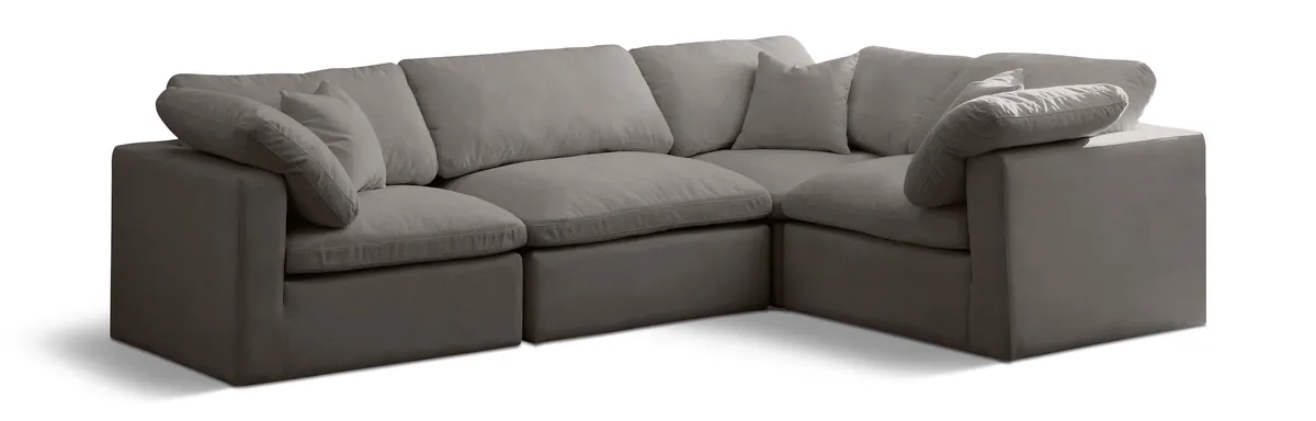 Plush - 4 Piece Modular Sectional - Gray