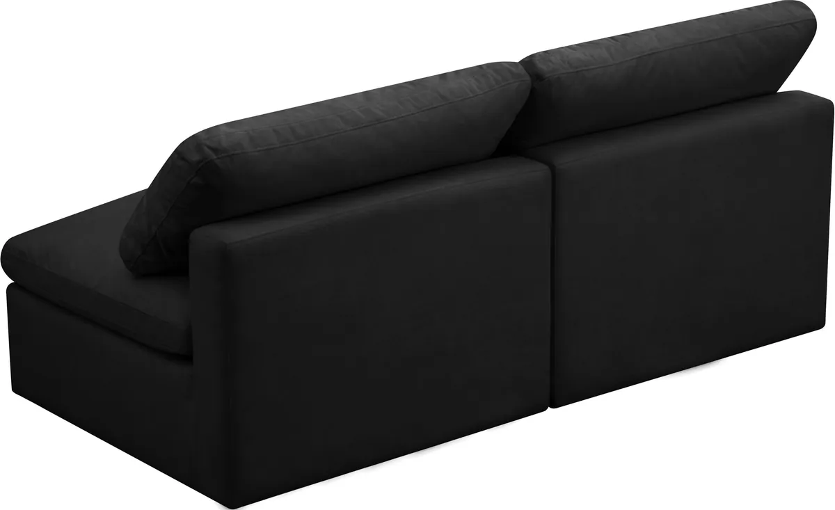 Plush - 2 Seat Modular Armless Sofa - Black
