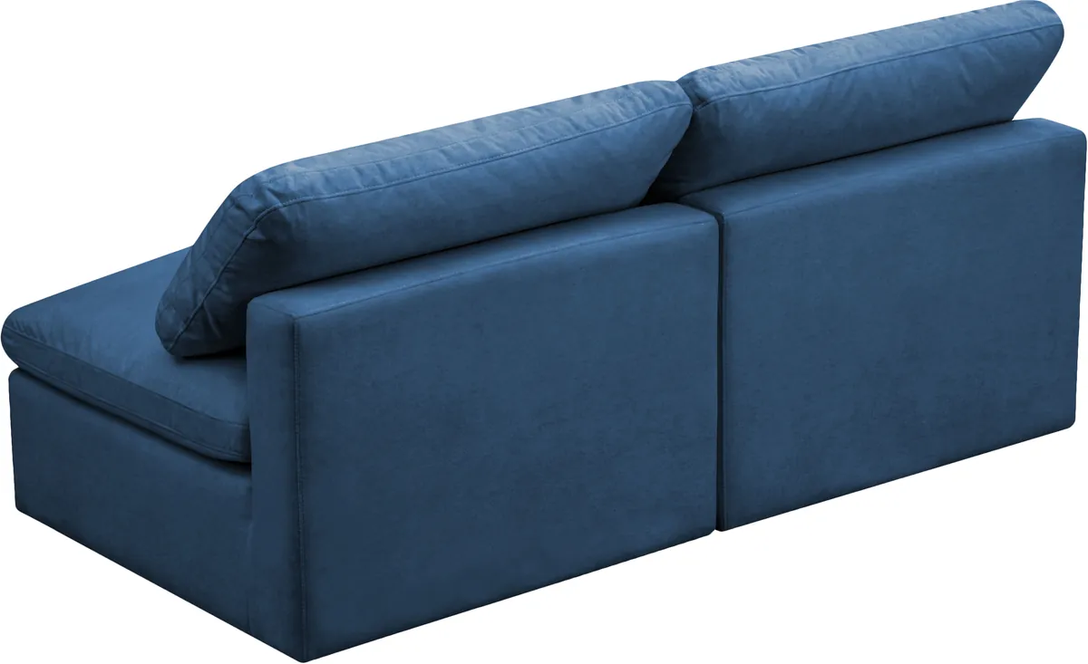 Plush - 2 Seat Modular Armless Sofa - Navy