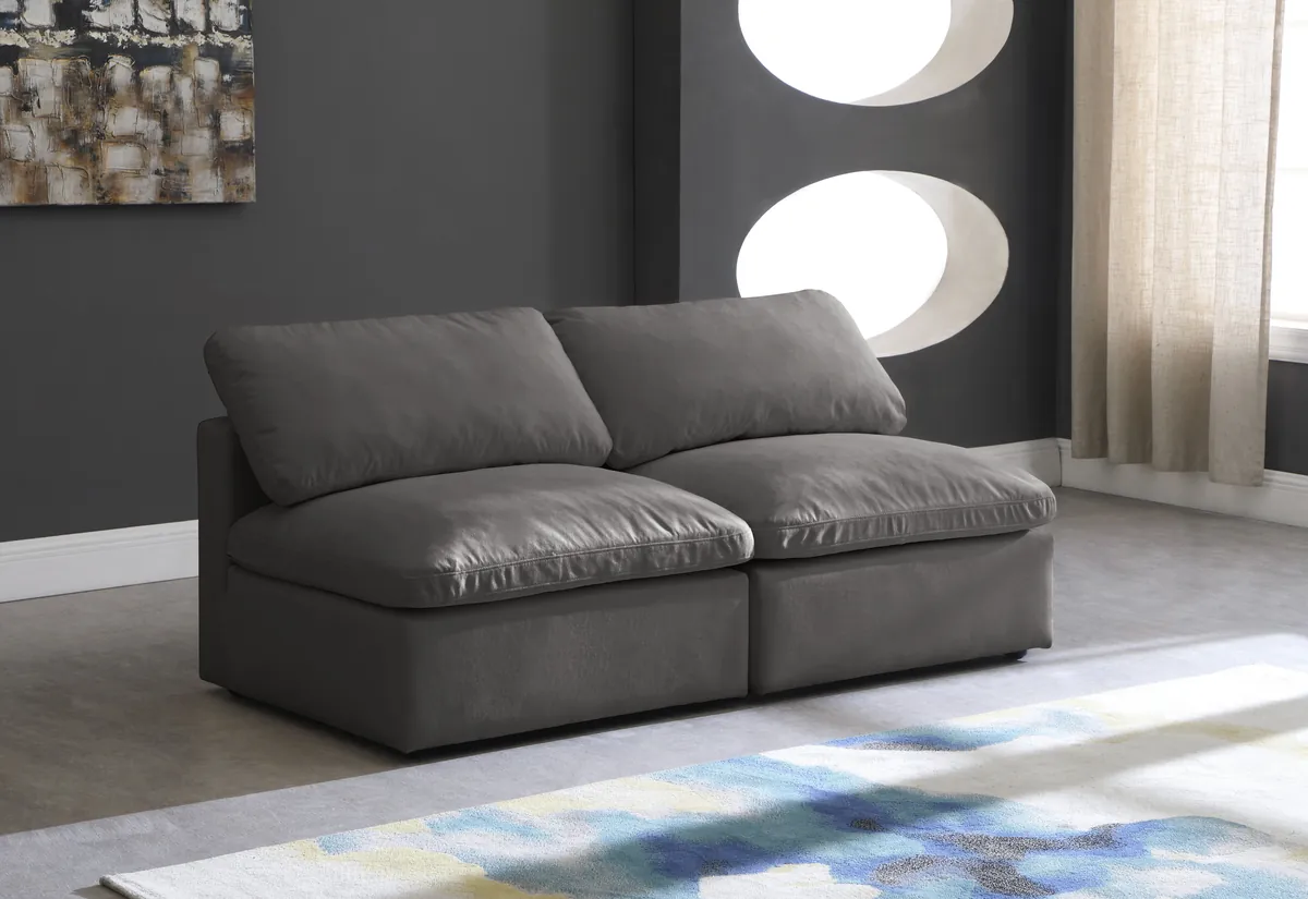 Plush - 2 Seat Modular Armless Sofa - Gray - View 2