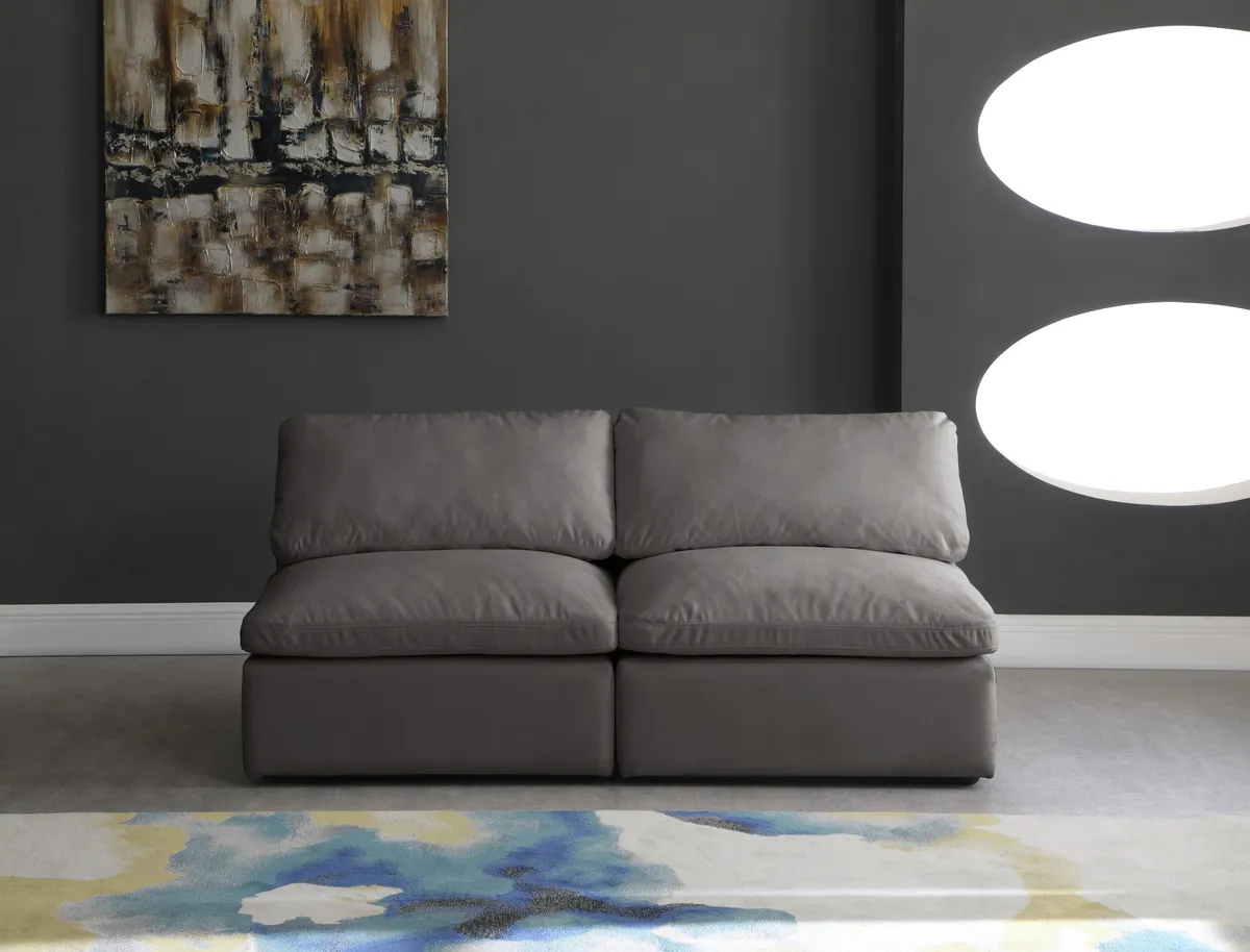 Plush - 2 Seat Modular Armless Sofa - Gray