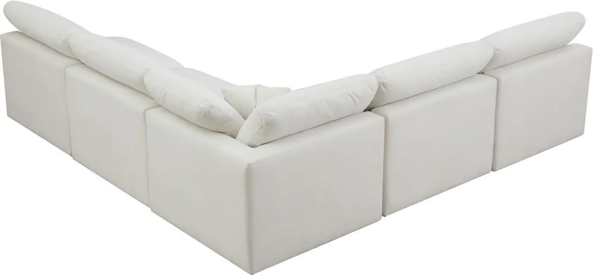 Plush - 5 Piece Modular Corner Armless Sectional - Cream