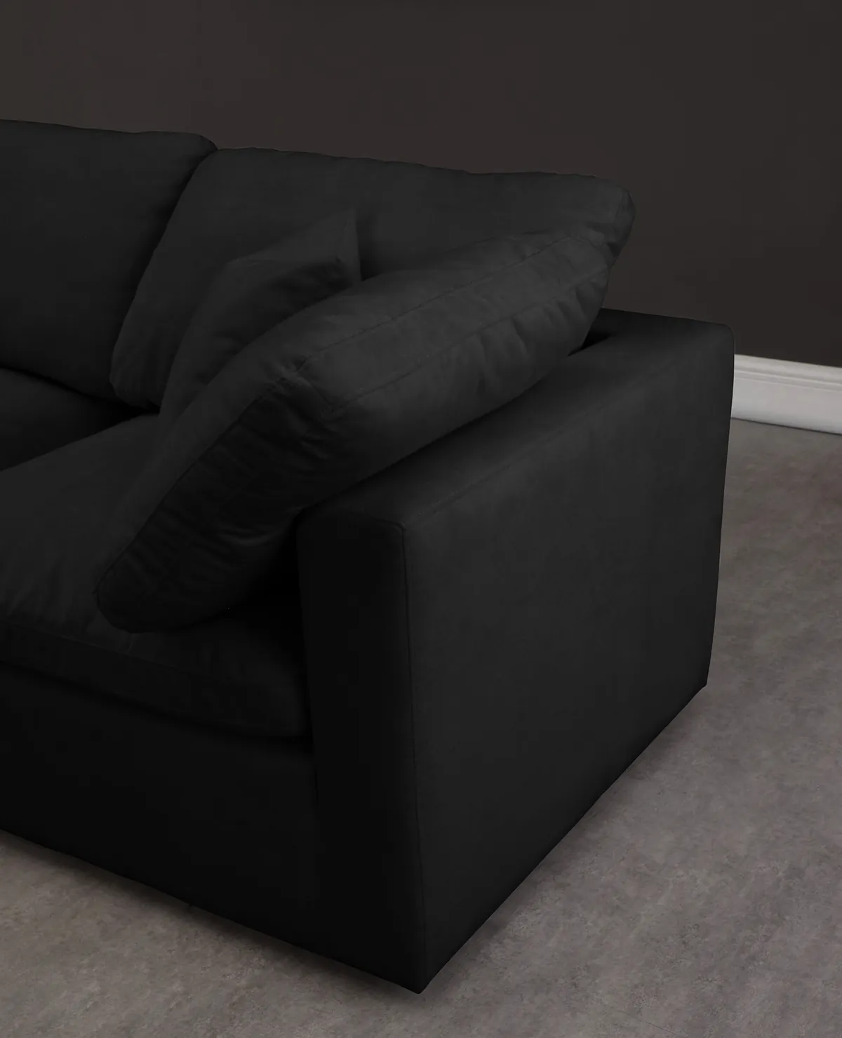 Plush - 5 Piece Modular Corner Armless Sectional - Black