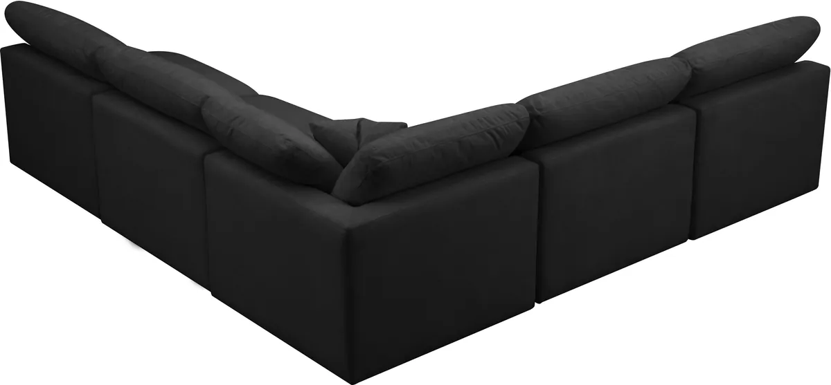 Plush - 5 Piece Modular Corner Armless Sectional - Black