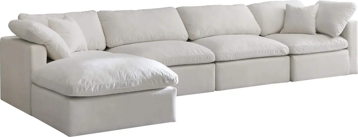 Plush - 5 Piece Modular Sectional With Chaise - Cream