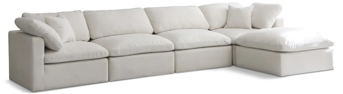 Plush - 5 Piece Modular Sectional With Chaise - Cream