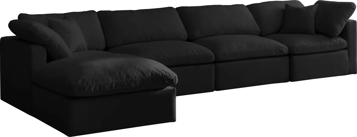 Plush - 5 Piece Modular Sectional With Chaise - Black
