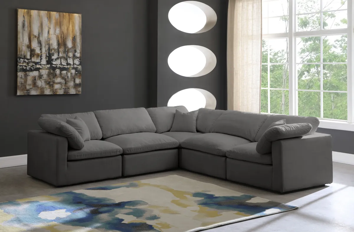 Plush - 5 Piece Modular Corner Sectional - Gray - View 2