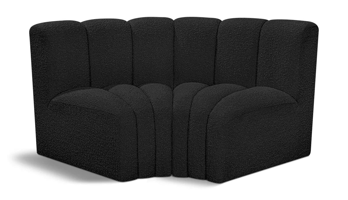Arc - Boucle Fabric 2 Piece Modular Sofa - Black