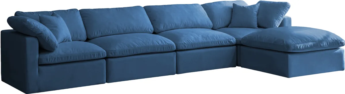 Plush - 5 Piece Modular Sectional With Chaise - Navy