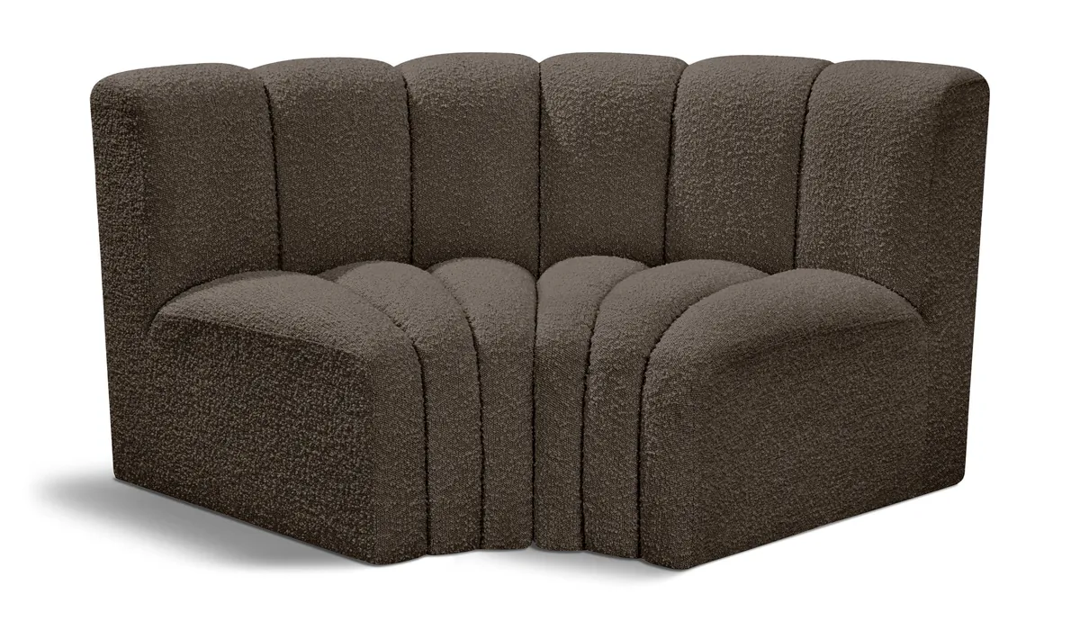 Arc - Boucle Fabric 2 Piece Modular Sofa - Brown