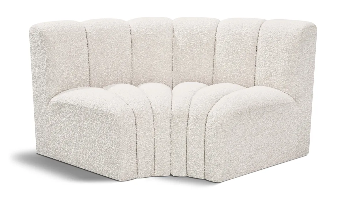 Arc - Boucle Fabric 2 Piece Modular Sofa - Cream