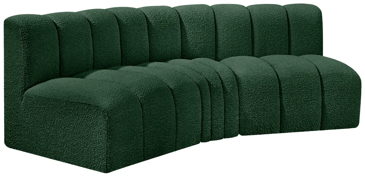Arc - Boucle Fabric 3 Piece Modular Corner Sofa - Green - View 2