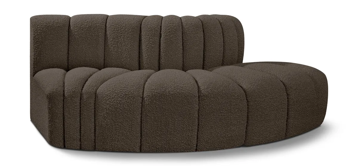 Arc - Boucle Fabric 3 Piece Modular Sofa - Brown