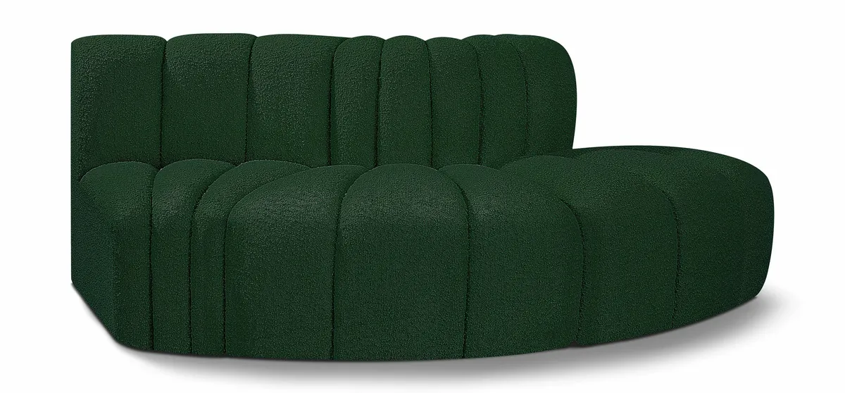 Arc - Boucle Fabric 3 Piece Modular Sofa - Green
