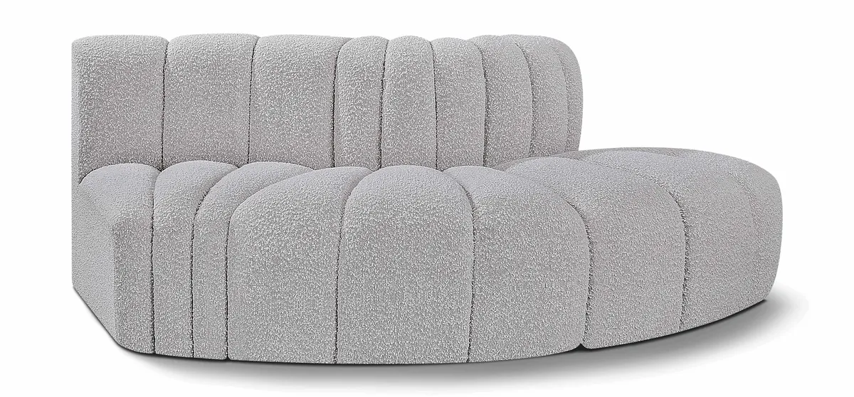 Arc - Boucle Fabric 3 Piece Modular Sofa - Gray