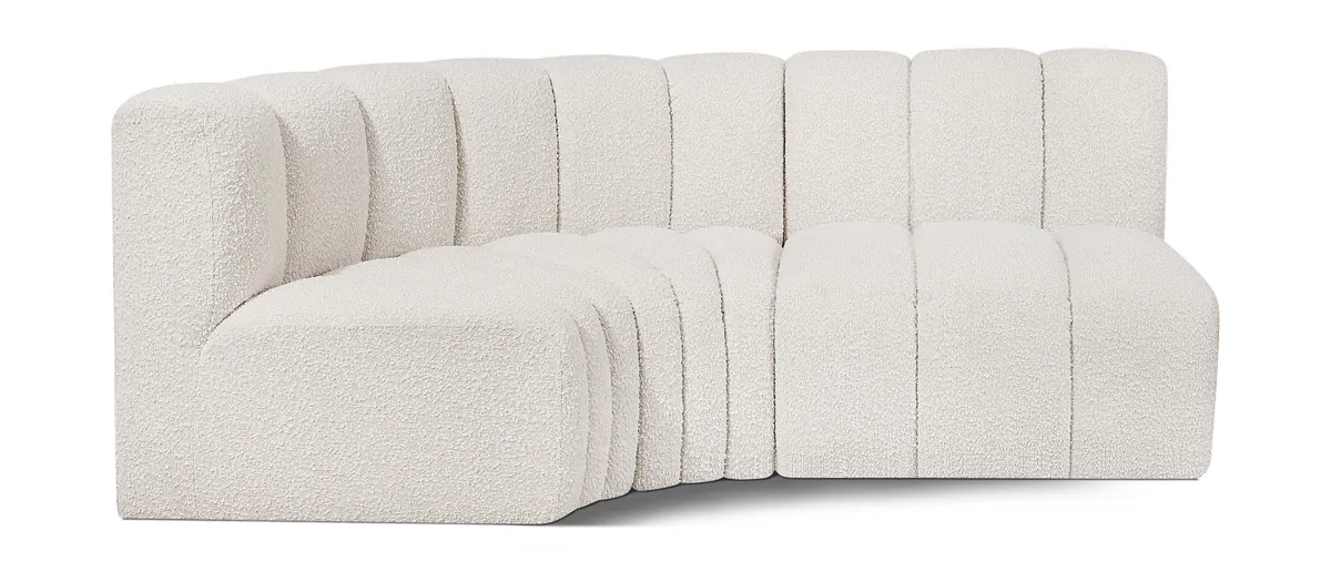 Arc - Boucle Fabric 3 Piece Sofa - Cream