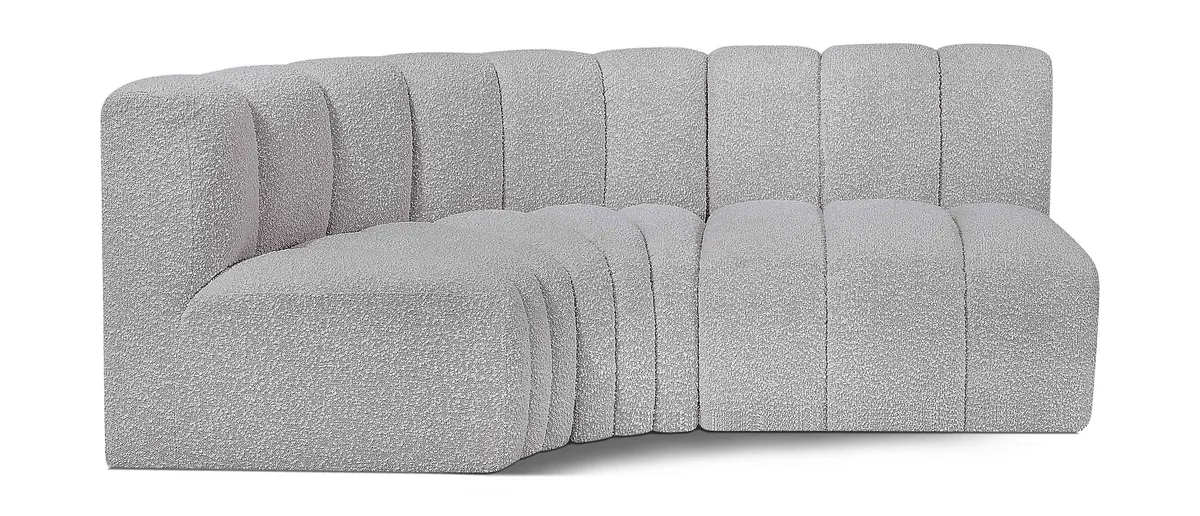 Arc - Boucle Fabric 3 Piece Sofa - Gray