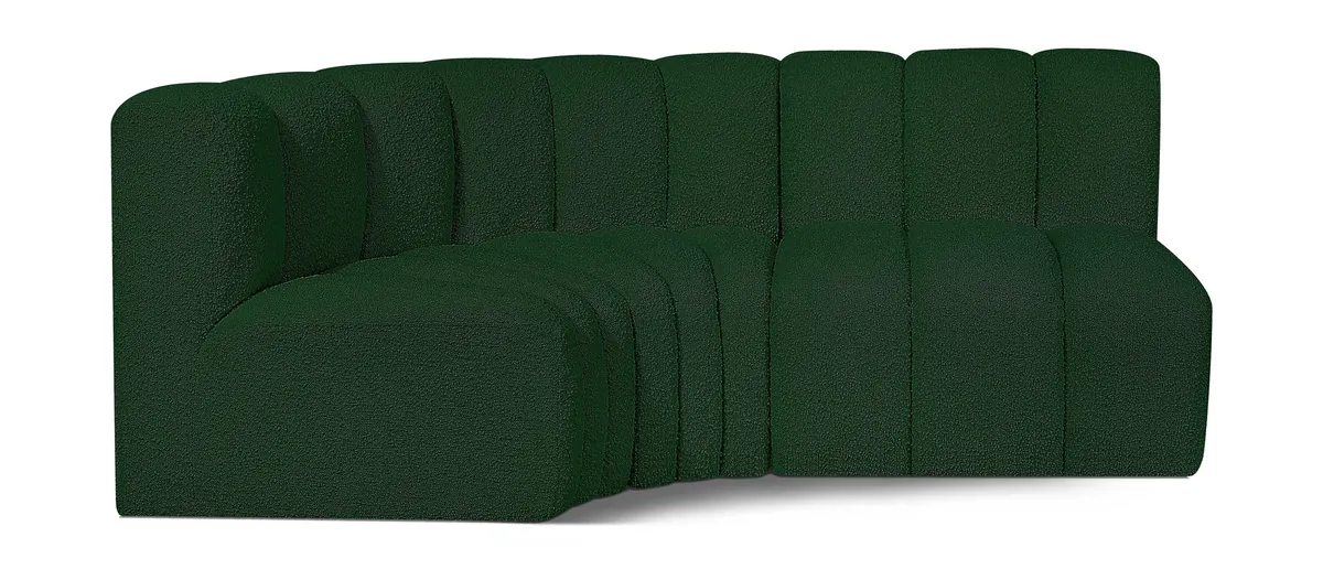 Arc - Boucle Fabric 3 Piece Sofa - Green