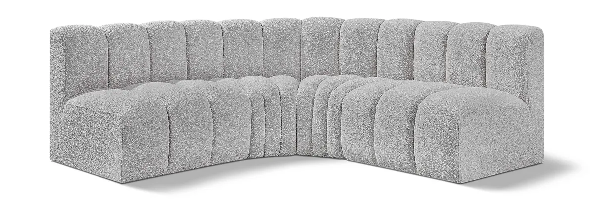 Arc - Boucle Fabric 4 Piece Corner Modular Sofa - Gray