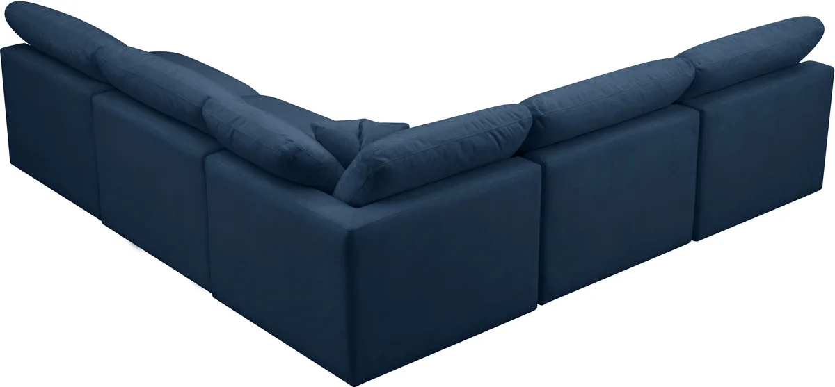 Plush - 5 Piece Modular Corner Armless Sectional - Navy