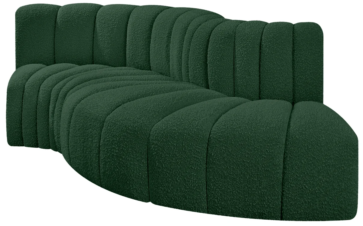 Arc - Boucle Fabric 4 Piece L-Shaped Modular Sofa - Green - View 2