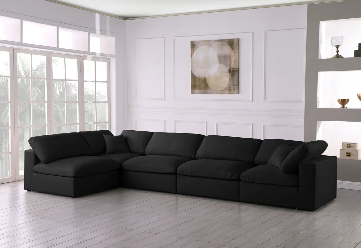 Plush - 5 Piece Modular Sectional - Black