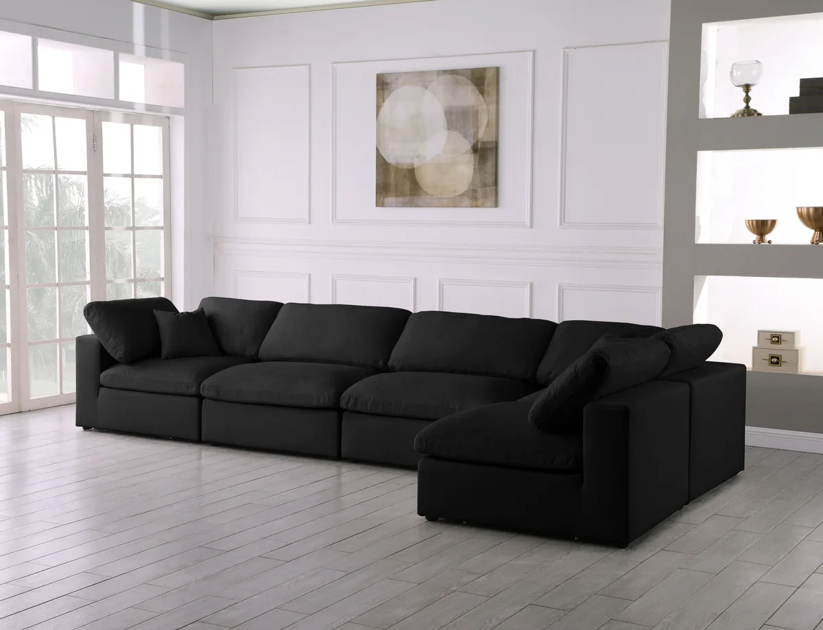 Plush - 5 Piece Modular Sectional - Black