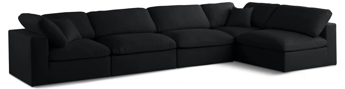 Plush - 5 Piece Modular Sectional - Black