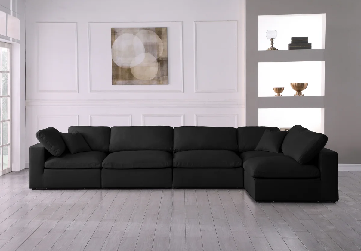 Plush - 5 Piece Modular Sectional - Black
