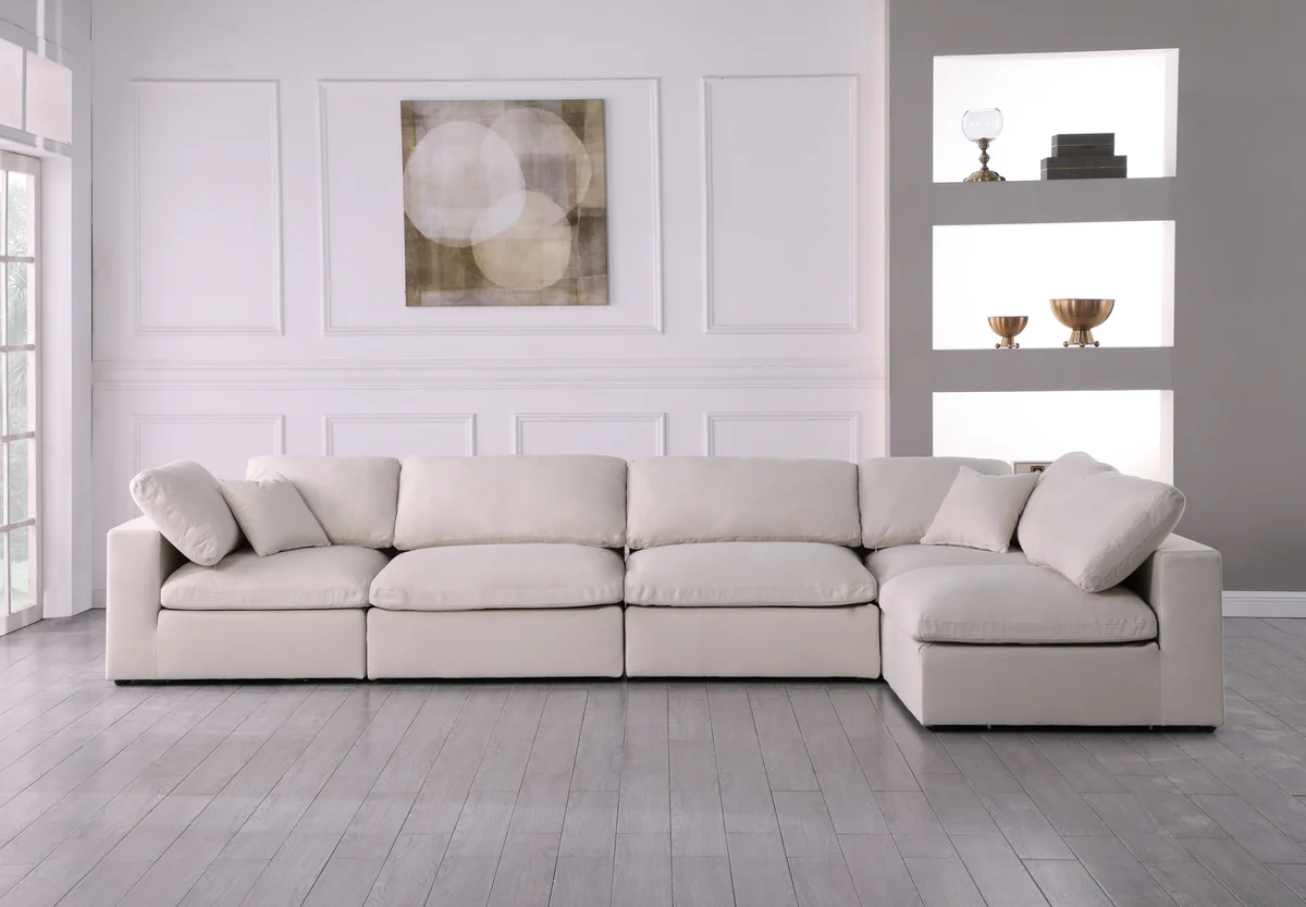 Plush - 5 Piece Modular Sectional - Cream