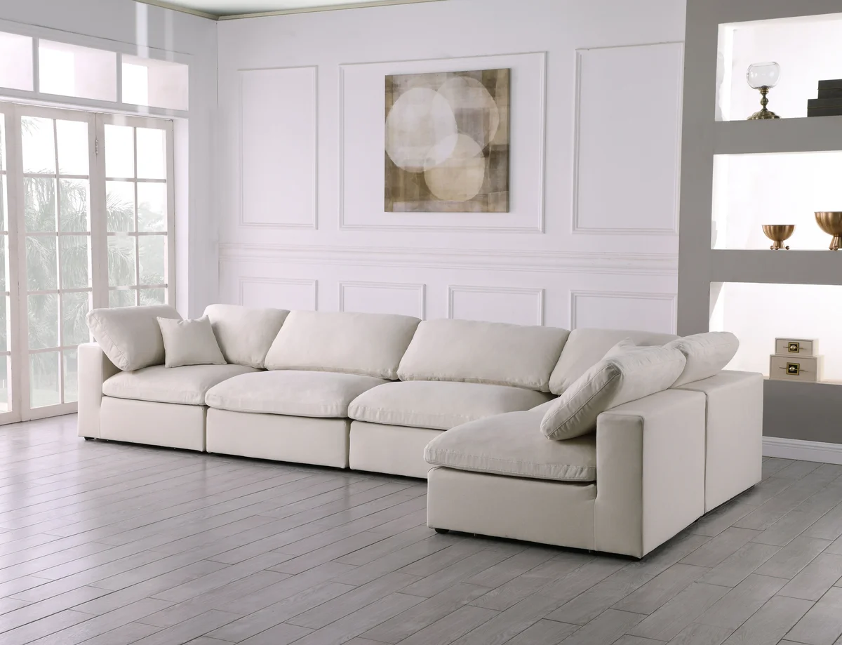 Plush - 5 Piece Modular Sectional - Cream