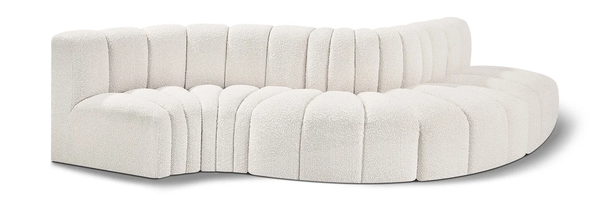Arc - Boucle Fabric 5 Piece Modular Sofa - Cream