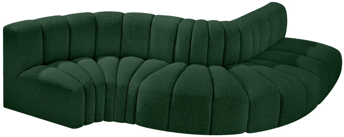 Arc - Boucle Fabric 5 Piece Modular Sofa - Green - View 2
