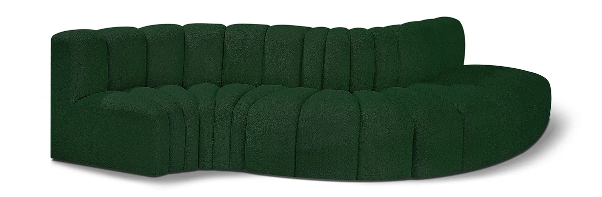 Arc - Boucle Fabric 5 Piece Modular Sofa - Green