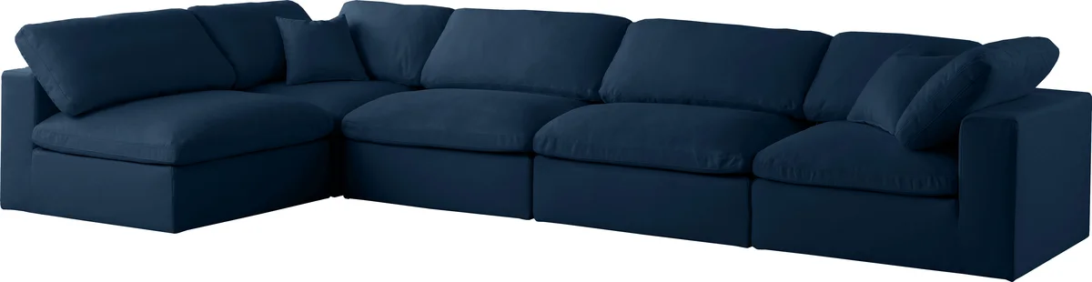 Plush - 5 Piece Modular Sectional - Navy - View 2